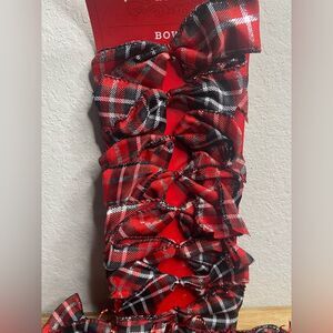 Christmas Tree  Holiday Plaid Bows Black Red Silver 32 count 4” bows Farmhouse